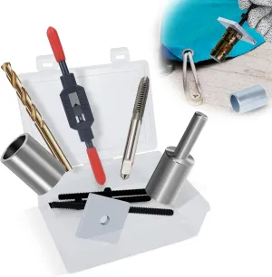10-Piece Pool Anchor Removal Tool Kit with Storage Box, Rethreading Removing Reinstalling Brass Pool Cover Tool Anchors Kit, One-Stop Brass Anchor Removal Kit