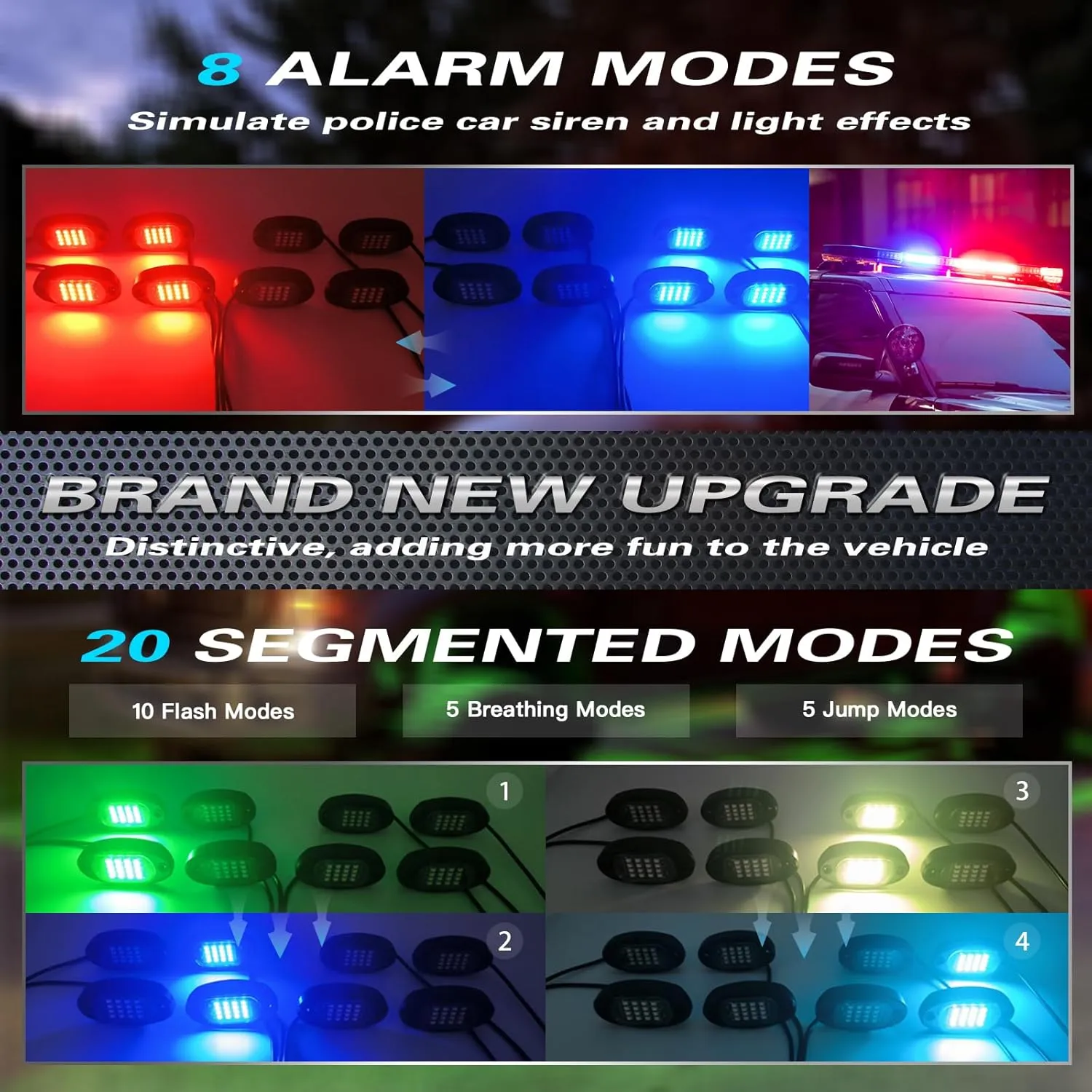 12Pods Segmented RGB LED Rock Light Kit With APP/RF Remote Control, Upgraded Underglow Multi Zone Neon Underbody Multi Color 12V Waterproof for Trucks Jeep UTV ATV Golf Cart Offroad SXS