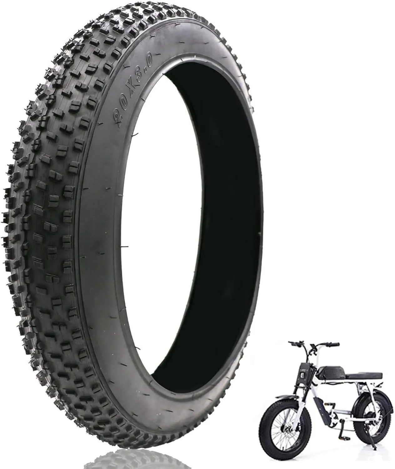 20" Bike Fat Tire, 76-406/20x3.0-inch Snow Tire | E Bike Fat Tires 20" All-Terrain Tires Mountain Bike Tires | Replacement Tire Compatible with Urban Mountain or Three-Wheeled Bicycle | 30 PSI