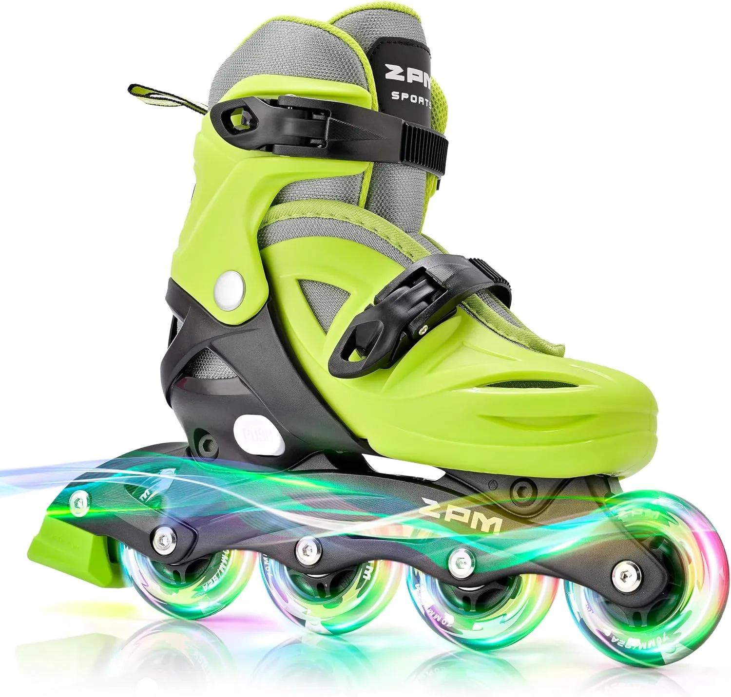 2PM SPORTS Inline Skates with Light Up Wheels, Roller Skates Blades for Boys Girls Kids Ages 5-8 8-12 4-6 6-12, Size Adjustable Beginner Blades Roller Skates for Youth Women Beginner Friendly