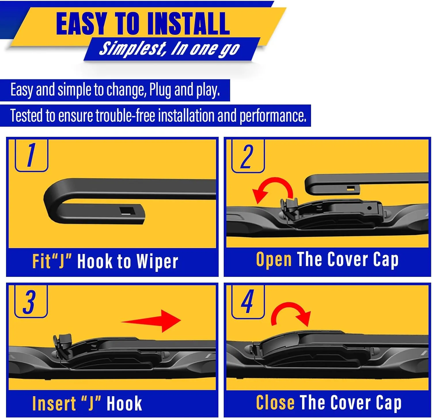 3 wipers Replacement for 2012-2016 Honda CRV CR-V, Windshield Wiper Blades Original Equipment Replacement - 26"/16"/13" (Set of 3) U/J HOOK