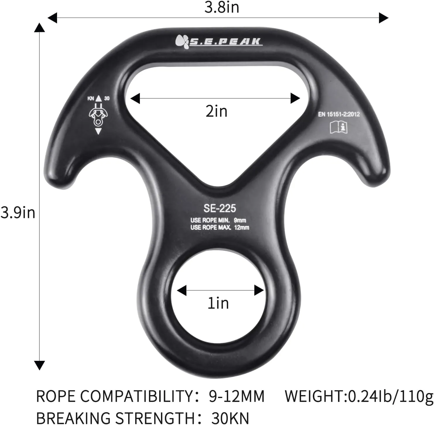 30kN/35kN/40kN Rescue Figure 8 Descender Climbing Gear Downhill Equipment Rigging Plate Rappeling Device for Rock Climbing/Aluminum Alloy