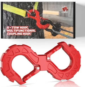 3/8 Tow Hook, Winch Hook for Off-Road Recovery, Towing Shackle 33000 Lbs, G80 Heavy Duty Strength Integrated Winch Quick Shackle, Red