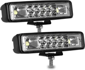 6 Inch Led Pods Light Bar Slim 60W 10000Lm 12V/24V Driving Fog Light Waterproof Combo Flood Spot Lights for Trucks Off Road ATV UTV Golf Cart Trailer 2 Pack