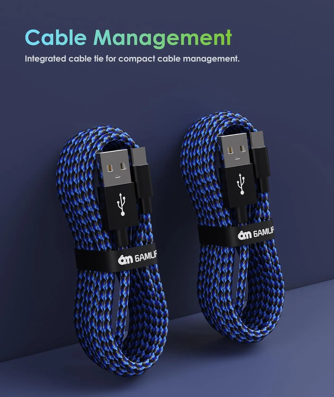 6amLifestyle PS4 Charger Cable, 10ft 2 Pack Micro USB Cable, Nylon Braided Cord, for PS4 Slim/Pro, Xbox One S/X Controller, Micro Ports Accessories Kit, Blue