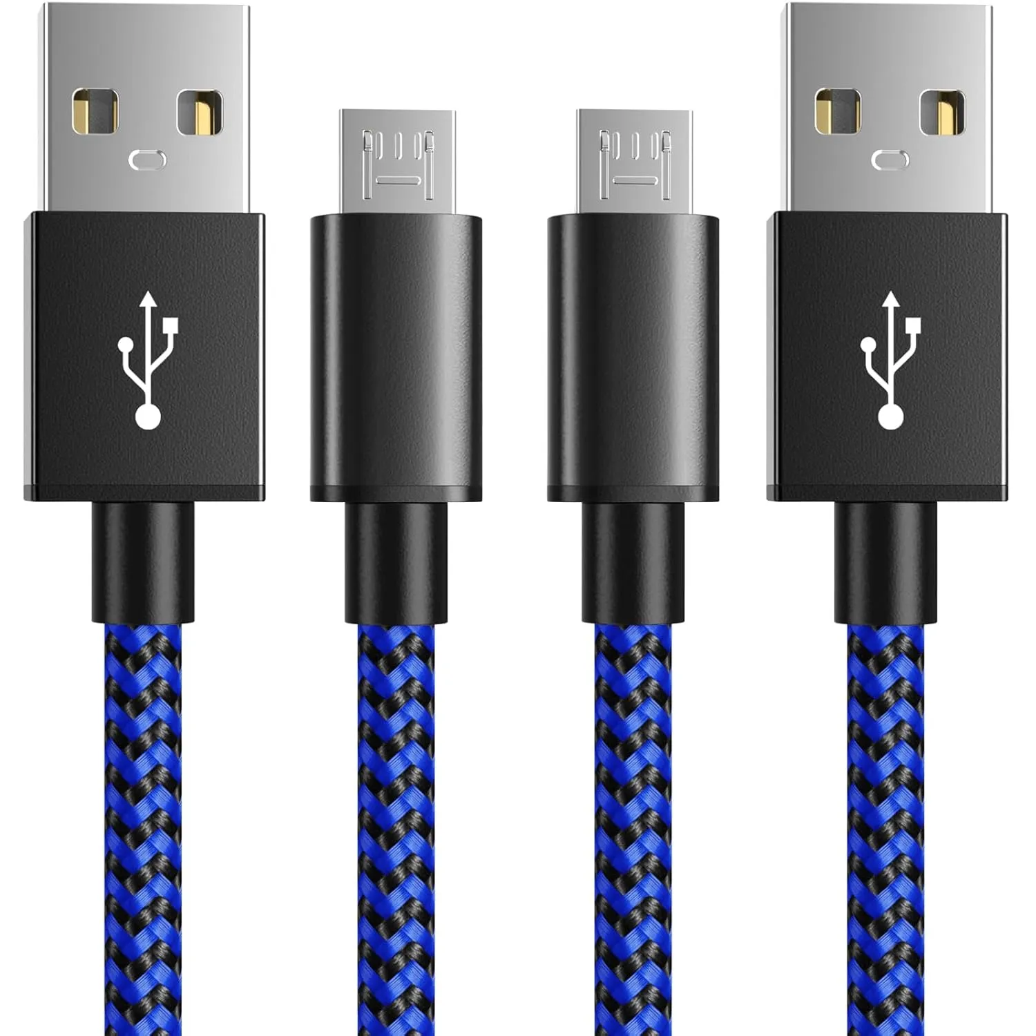 6amLifestyle PS4 Charger Cable, 10ft 2 Pack Micro USB Cable, Nylon Braided Cord, for PS4 Slim/Pro, Xbox One S/X Controller, Micro Ports Accessories Kit, Blue