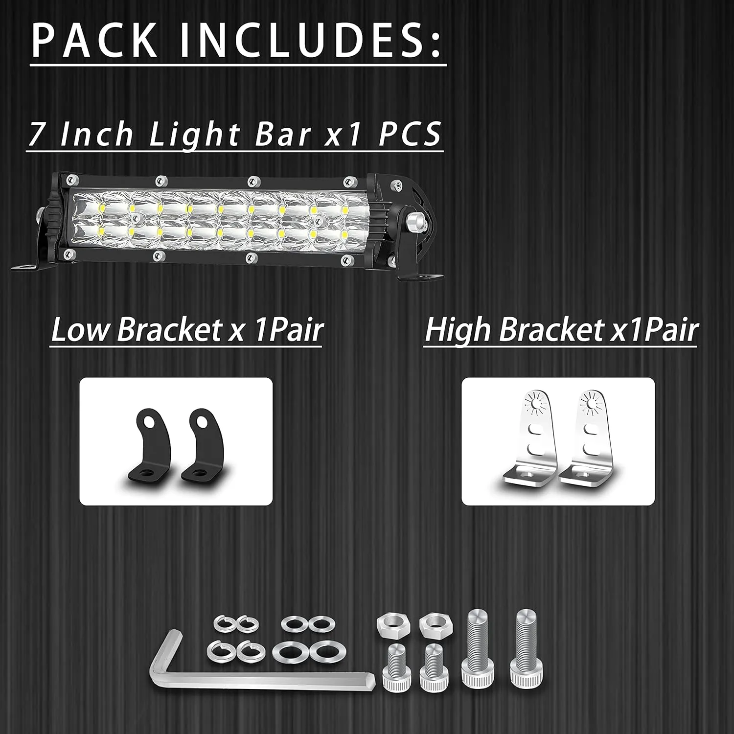 7 Inch Slim LED Light Bar for Truck Tractor, Small LED Pods Off Road Driving Auxiliary Fog Lights 60W 6000lm, Waterproof Flood Work Light Bar for ATV UTV RZR RC RV Lawn Mower Golf Cart E-Bike