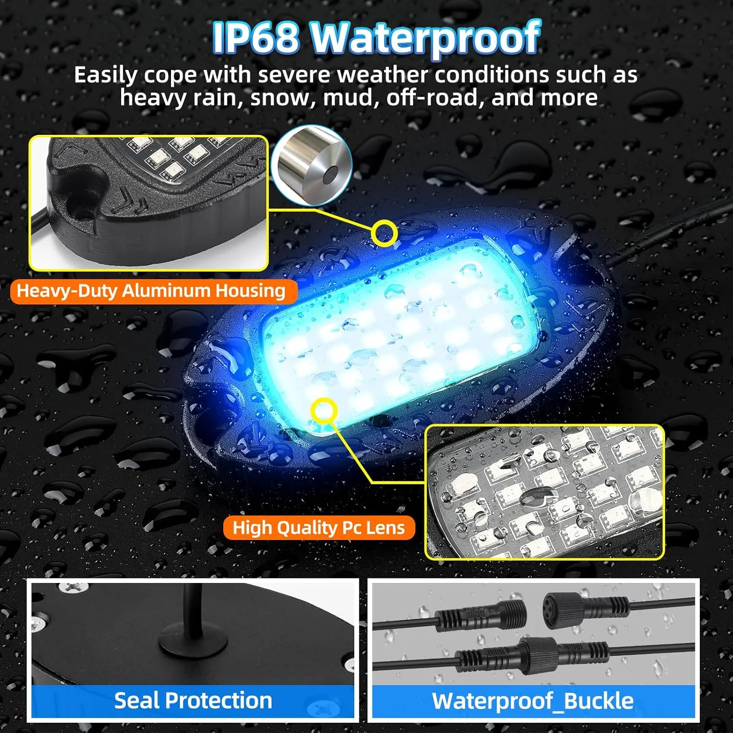 8Pods Metal RGB LED Rock Lights with APP/RF Remote Control, Multicolor Waterproof Vehicle Underglow Lights with Dual Zone Music Mode Underbody Light 12V for Truck Jeep Golf Cart Offroad Pickup UTV ATV