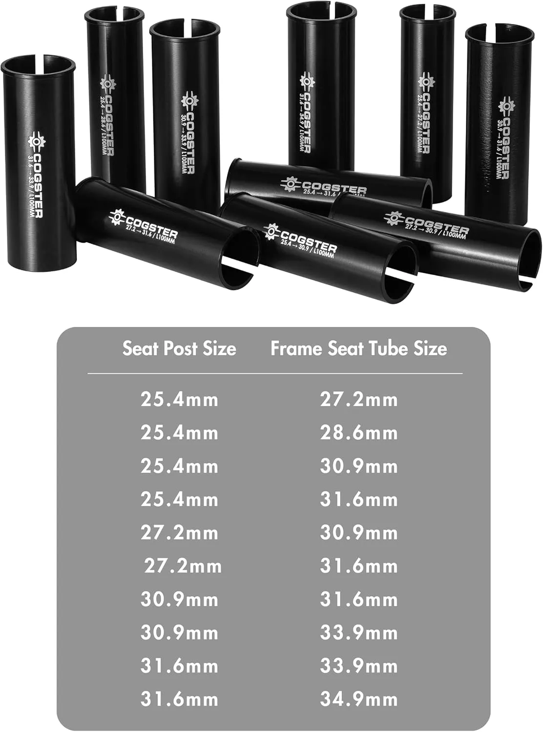 Alloy Bike Seatpost Reducer Shim, 100mm Length Aluminum Bicycle Reducing Sleeve Seat Post Tube Adapter for MTB,Mountain,City Bike,Road Bike