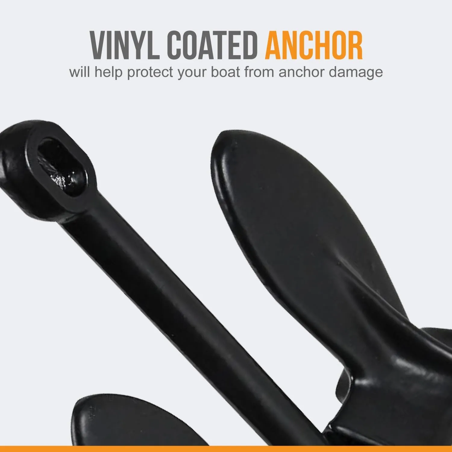 Anchor-Man Navy Anchor (10lb 15lb 20lb 30lb)  Black Vinyl Coated Naval Anchors for Boats with Impressive Holding Power - Prevents Rust, and Scratches