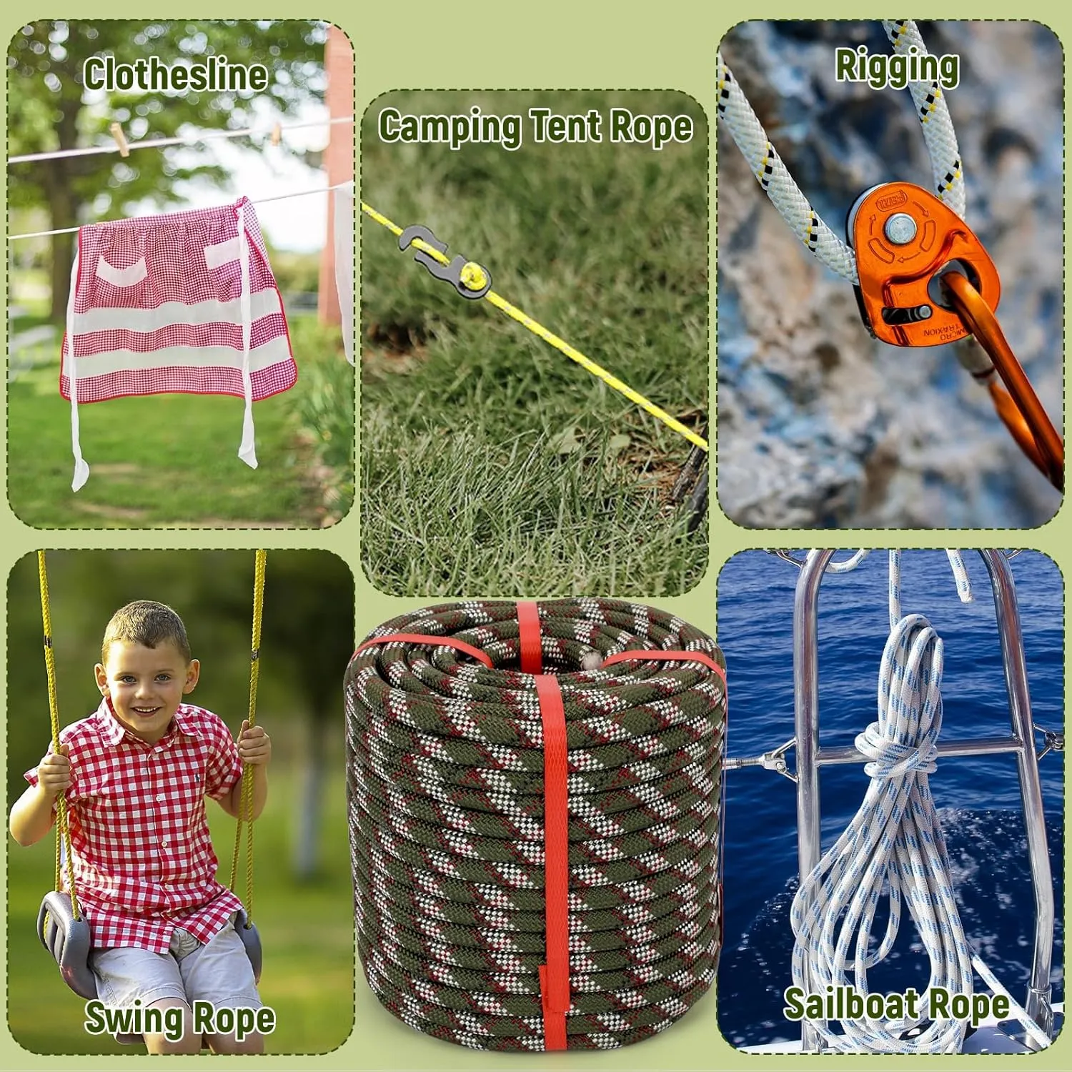 Arborist Rope Climbing Rope Arborist Rigging Rope 48 Strands Tree Rope 1/2 Inch Rope for Climbing Tree Swing Pulling Sailing