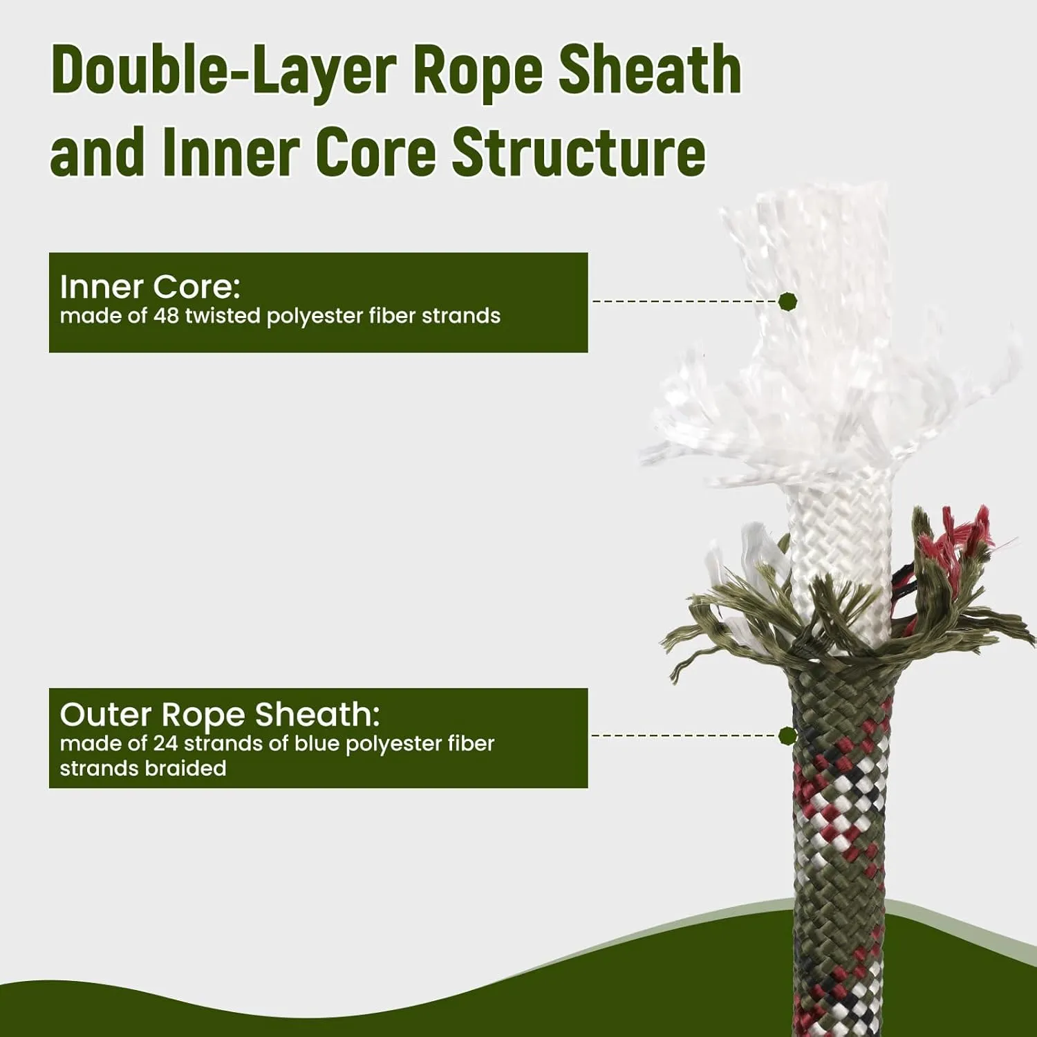 Arborist Rope Climbing Rope Arborist Rigging Rope 48 Strands Tree Rope 1/2 Inch Rope for Climbing Tree Swing Pulling Sailing
