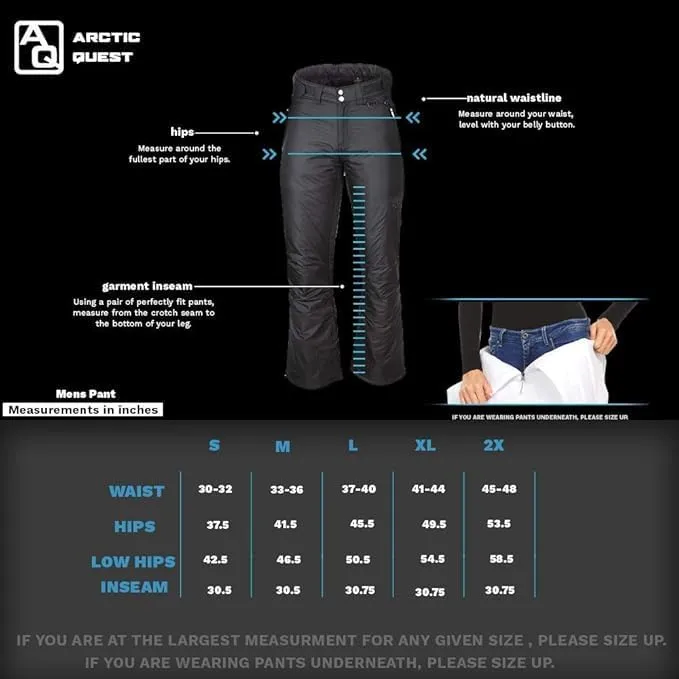 Arctic Quest Mens Snow Ski Waterproof Softshell Snowboard Pants Outdoor Hiking Zipper Bottom Windproof Warm Snow Pants