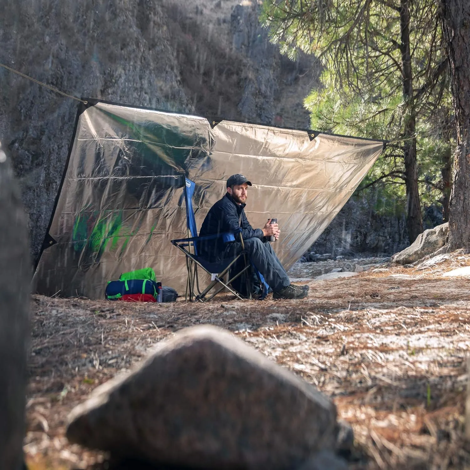 Arcturus XL Heavy Duty Survival Blanket  Insulated Reflective Thermal Camping Tarp - 8.5 FT x 12 FT (Olive Green)