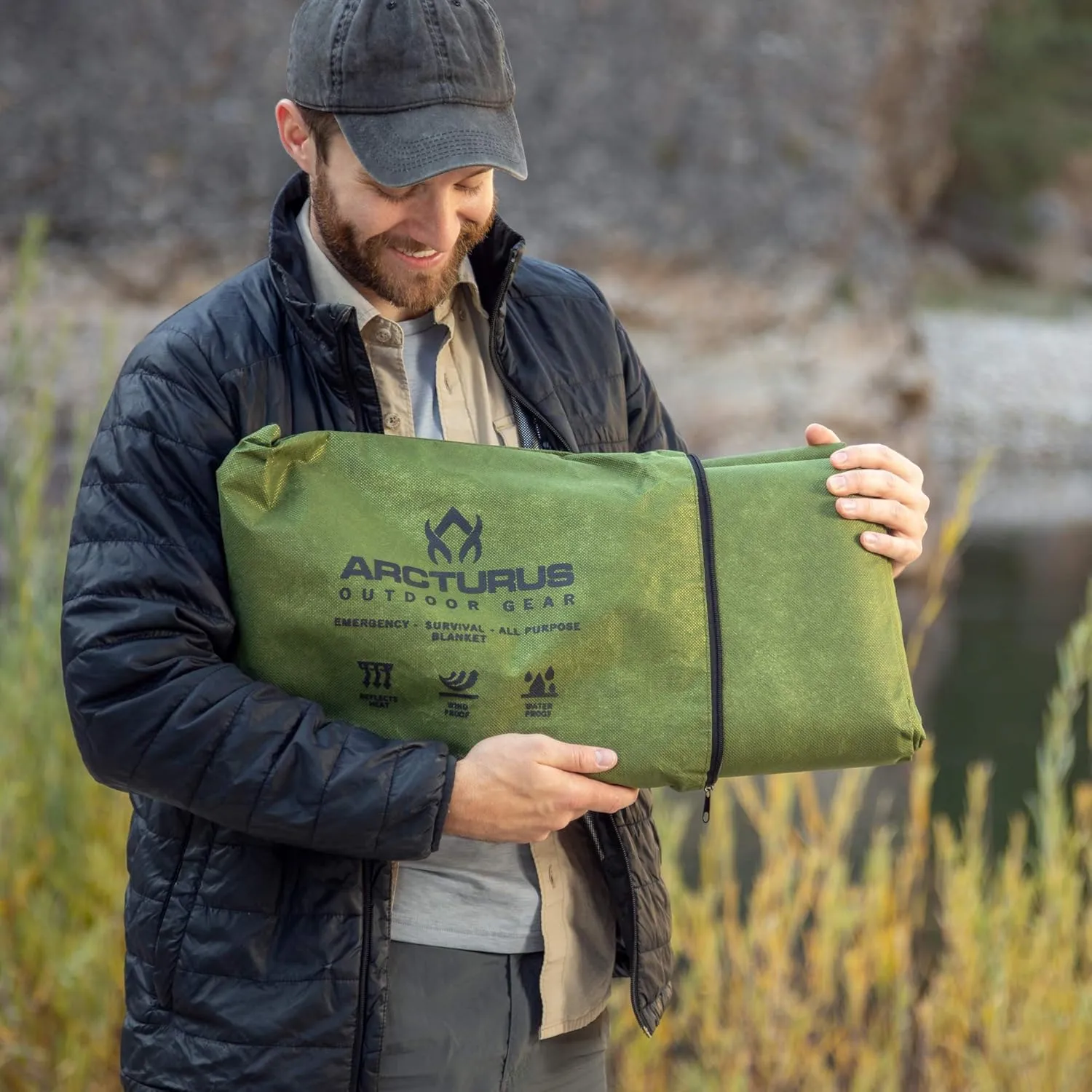 Arcturus XL Heavy Duty Survival Blanket  Insulated Reflective Thermal Camping Tarp - 8.5 FT x 12 FT (Olive Green)