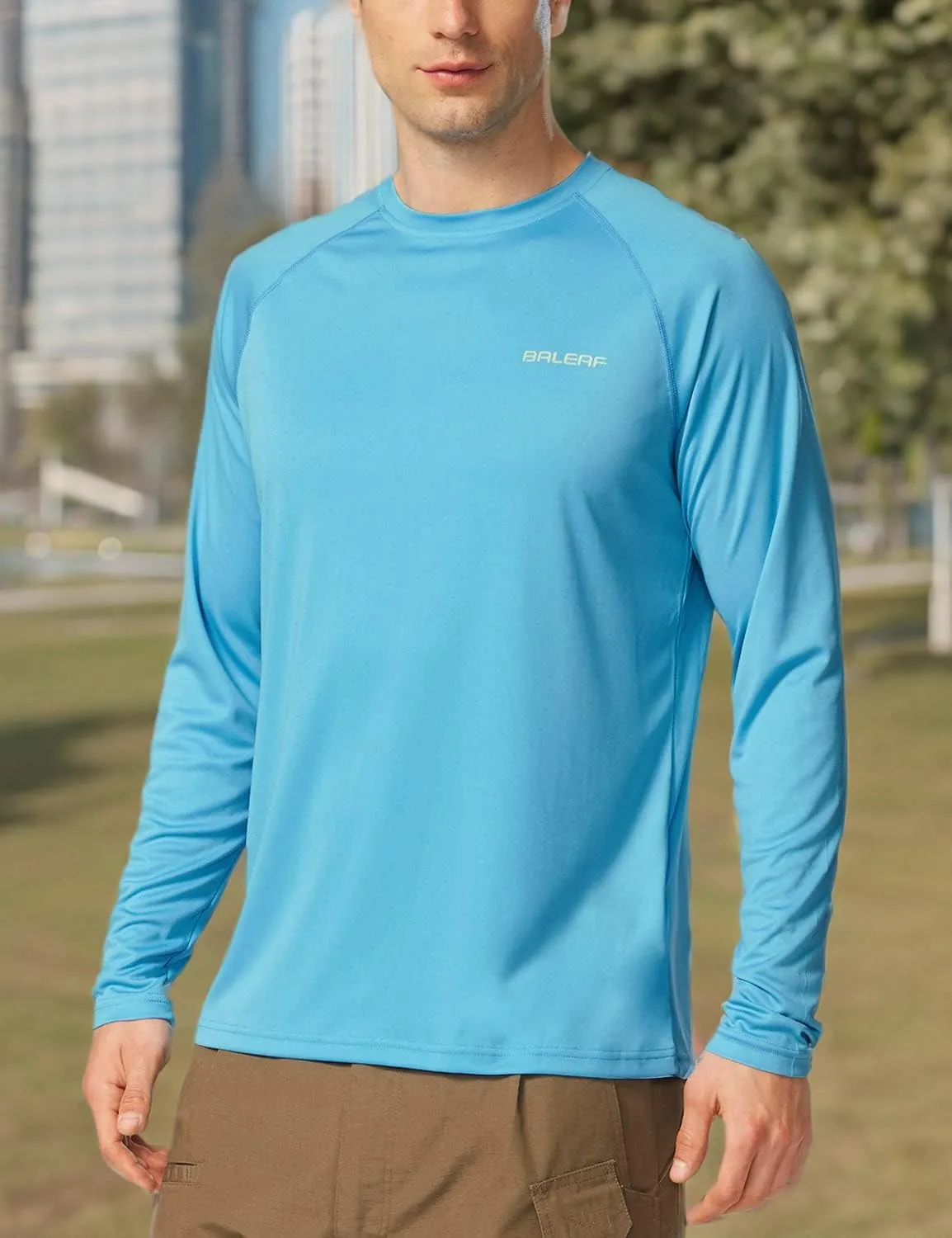 baleaf Men's Sun Protection Shirts UV SPF UPF 50  Long Sleeve Rash Guard Fishing Running Quick Dry Lightweight