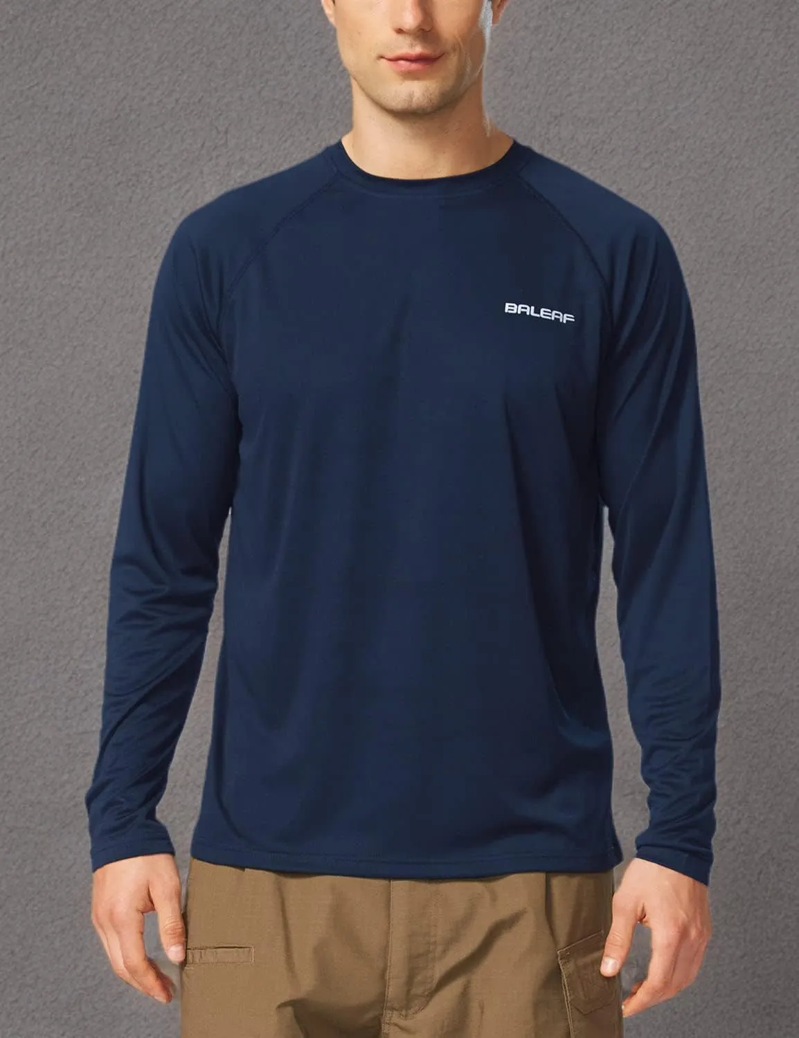 baleaf Men's Sun Protection Shirts UV SPF UPF 50  Long Sleeve Rash Guard Fishing Running Quick Dry Lightweight