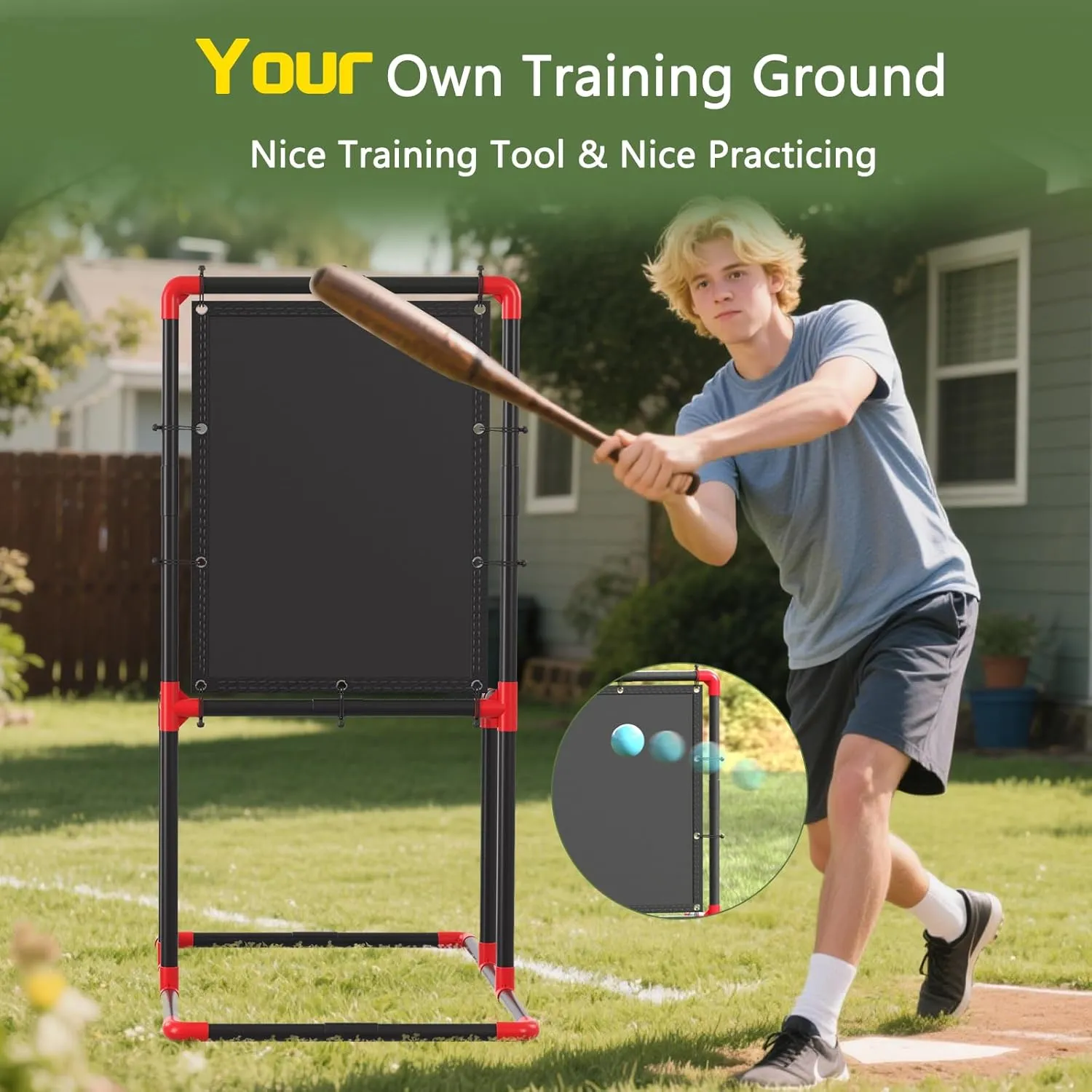 Baseball Strike Zone Target for Plastic Balls Compatible with Wiffle Ball and Blitzball Pitching Training Strike Zone Target Set Up and Assemble Easily