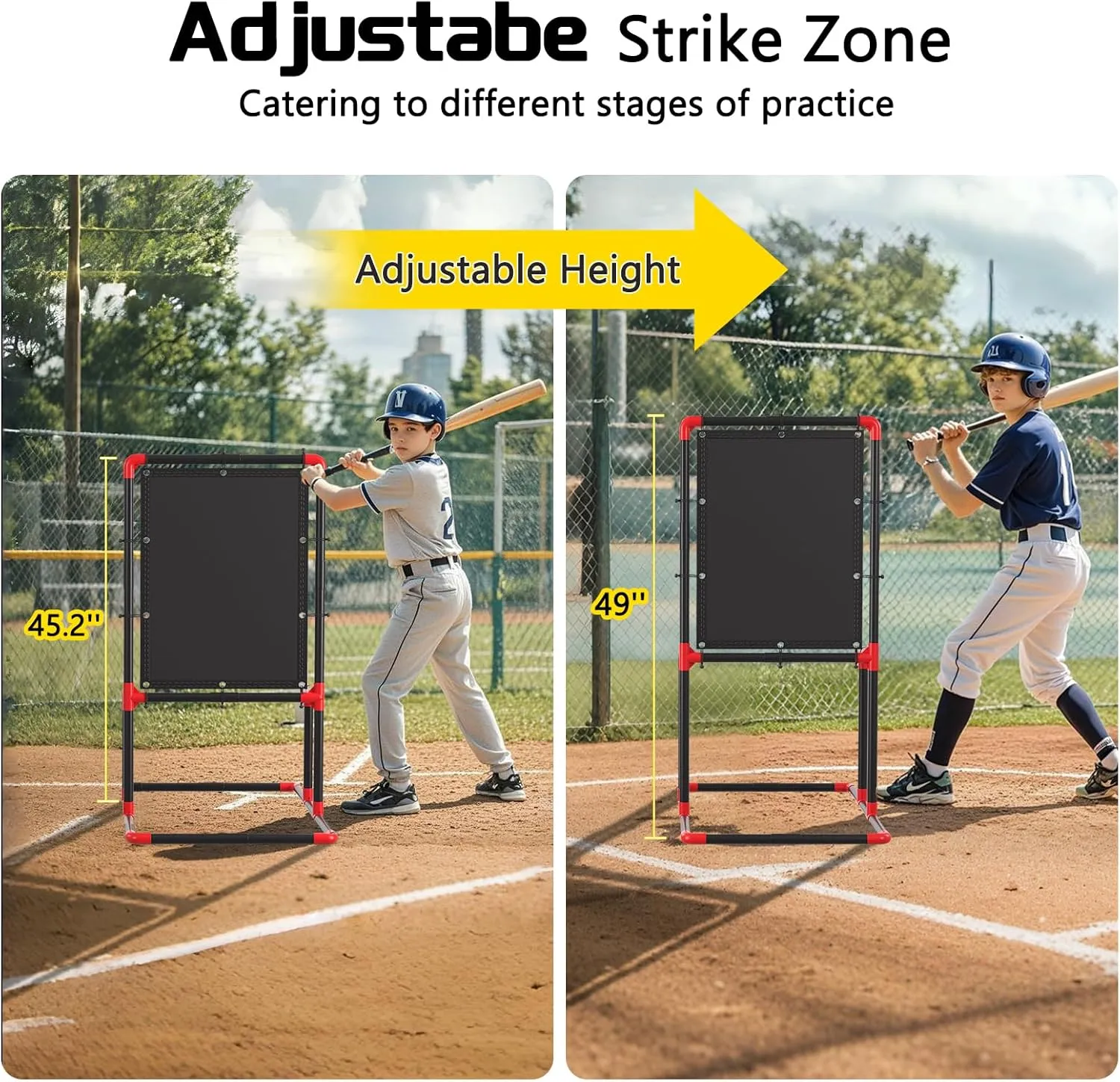 Baseball Strike Zone Target for Plastic Balls Compatible with Wiffle Ball and Blitzball Pitching Training Strike Zone Target Set Up and Assemble Easily