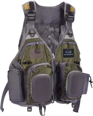BASSDASH Strap Fishing Vest Adjustable for Men and Women, for Fly Bass Fishing and Outdoor Activities