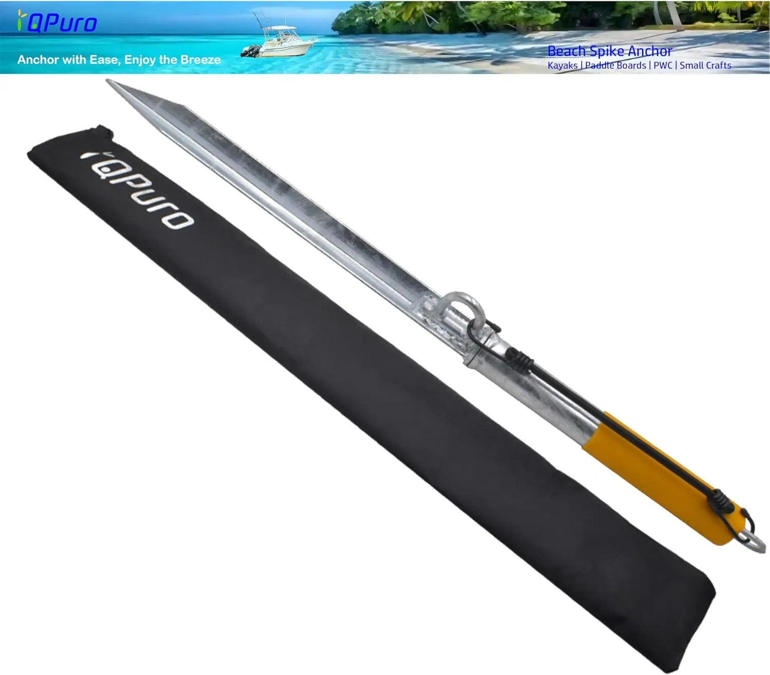 Beach Sand Spike Anchor, Slide Anchor, Shore Spike for Boats and Small Watercraft - Great for Shoreline, Sandbar and Beach Anchoring