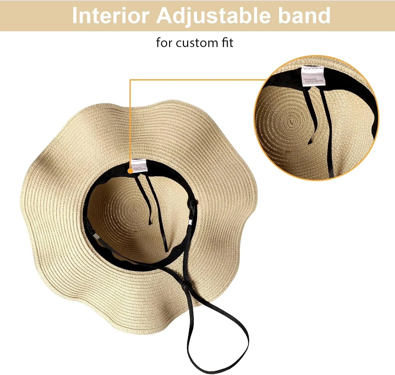 Beach Sun Straw Hats for Women, UPF 50  UV Sun Protection Wide Brim Summer Straw Hat Foldable Packable Roll up Cap