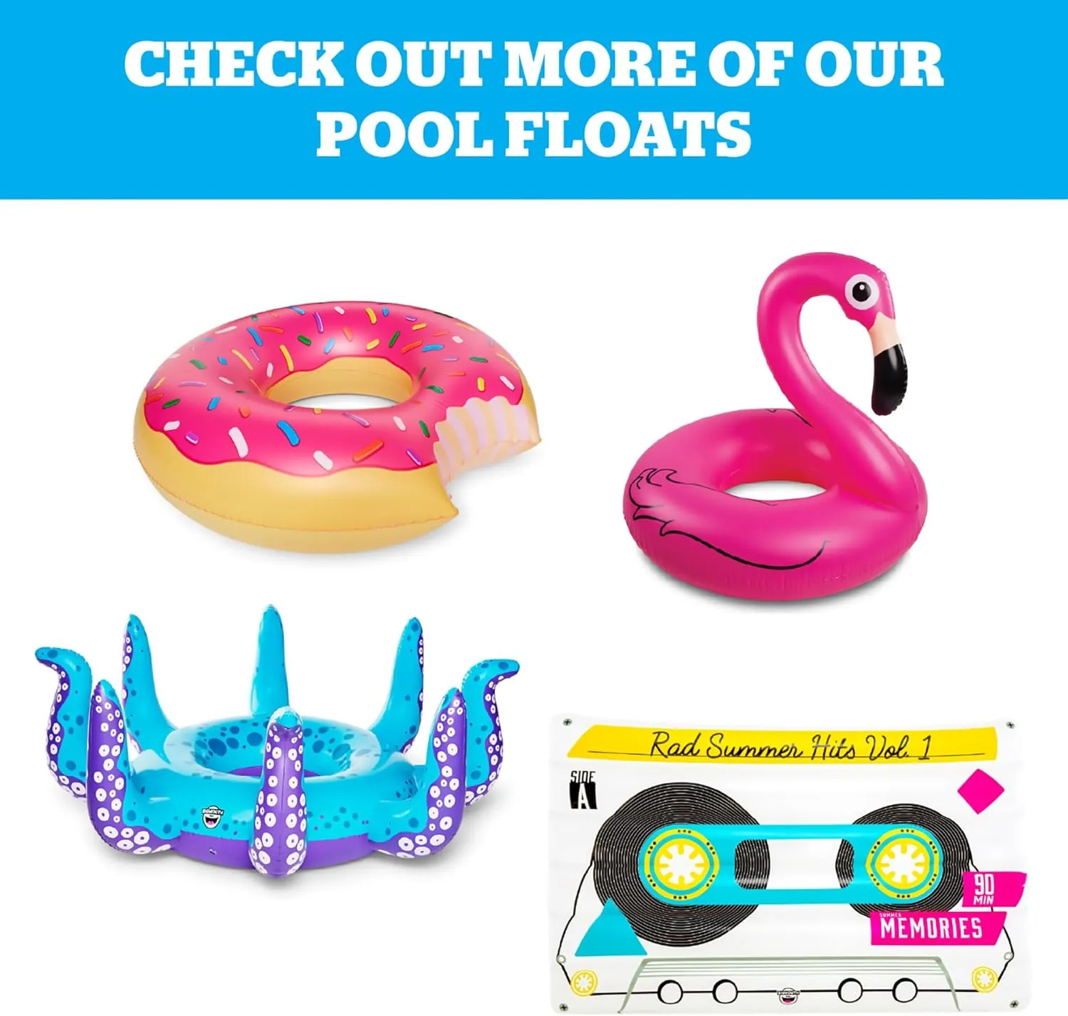 BigMouth Inc. Pool Float, 4' Wide, Inflatable Floatie Tube, Blow Up Swim Ring, Outdoor Summer Pool Party Water Toy