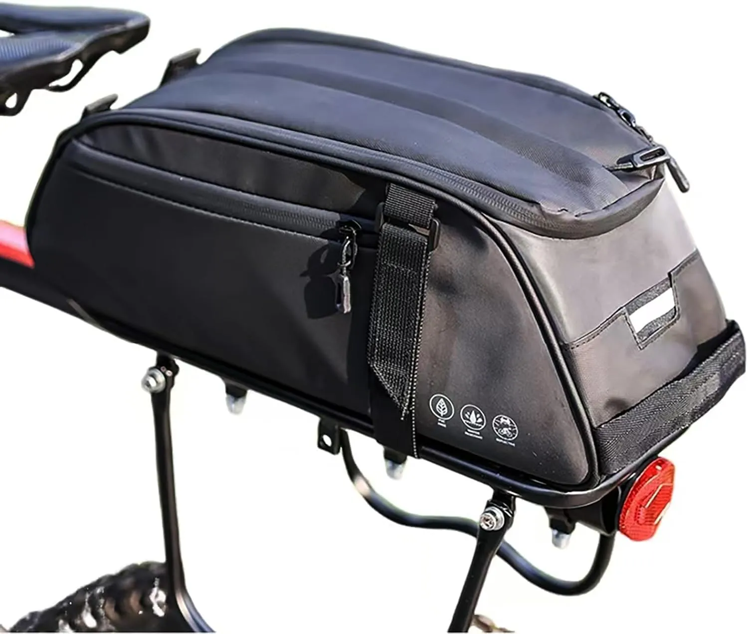Bike Rack Bag, Reflective Waterproof Bike Bags for Bicycles Rear Rack, 8L Bike Trunk Bag with Multi-Pocket, Bike Backpack with Shoulder Strap for Outdoor Cycling, Commuting