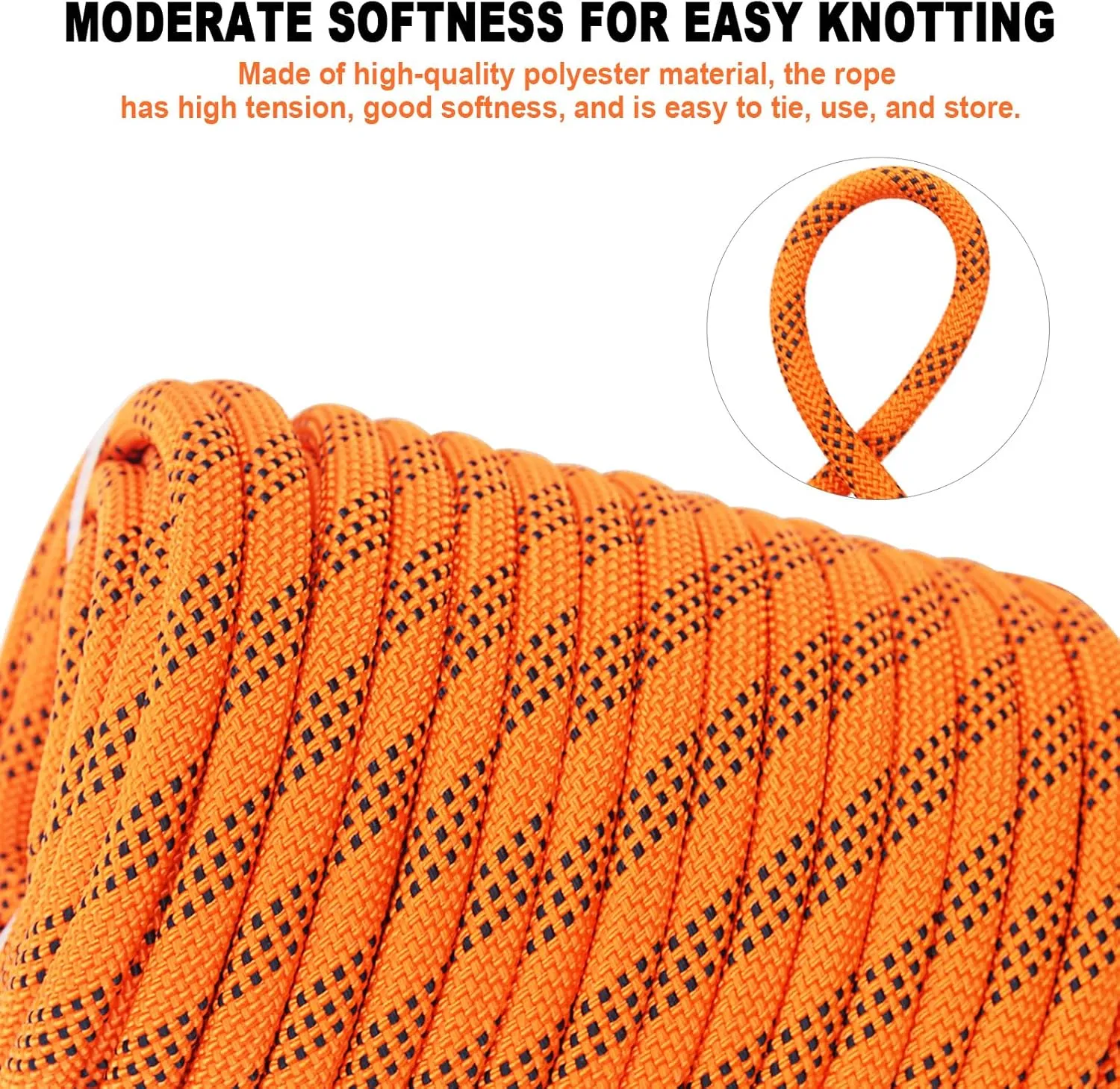Braided Polyester Arborist Rigging Rope (3/8 inch x 150 feet), High Strength Arborist Rigging Rope for Outdoor Rock Climbing, Mountain Climbing, Hiking, etc