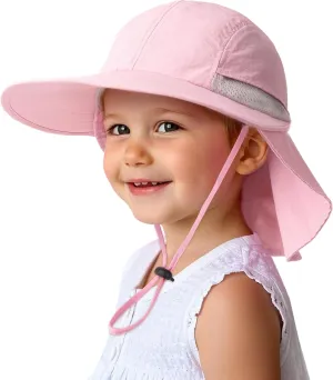 Camptrace Toddler Kids Sun Hats with Neck Flap UPF 50  UV Protection Wide Rigid Brim Boys Girls Beach Swim Sunhat