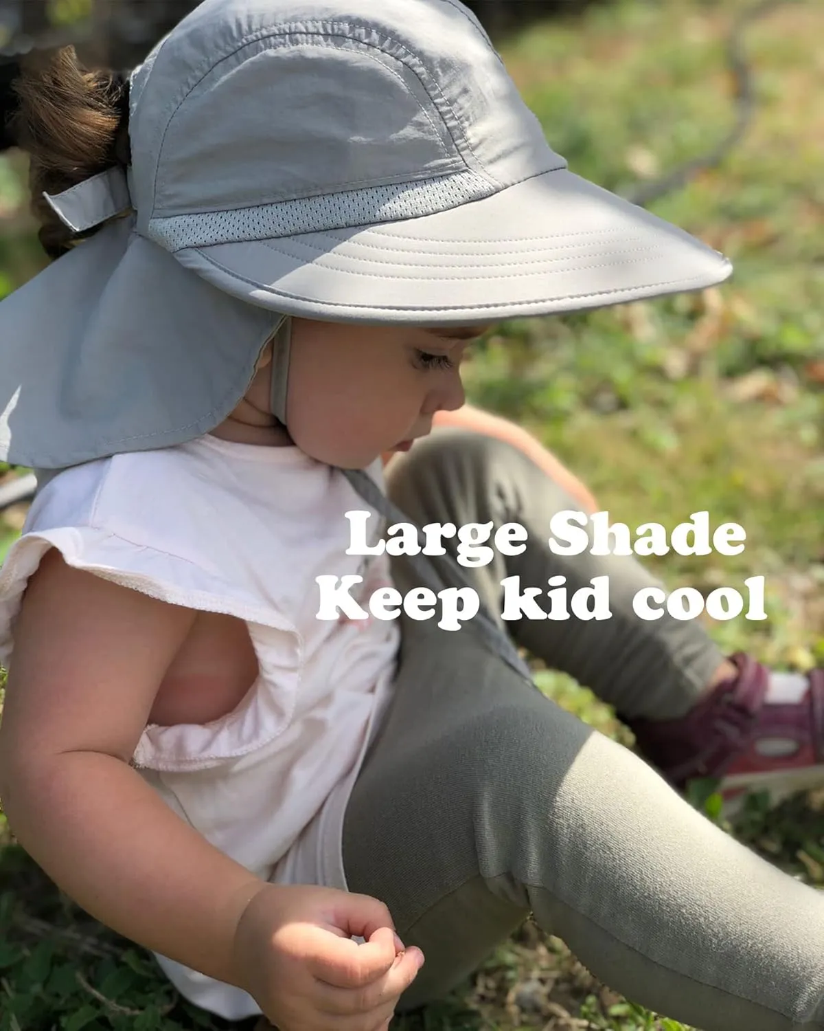Camptrace Toddler Kids Sun Hats with Neck Flap UPF 50  UV Protection Wide Rigid Brim Boys Girls Beach Swim Sunhat