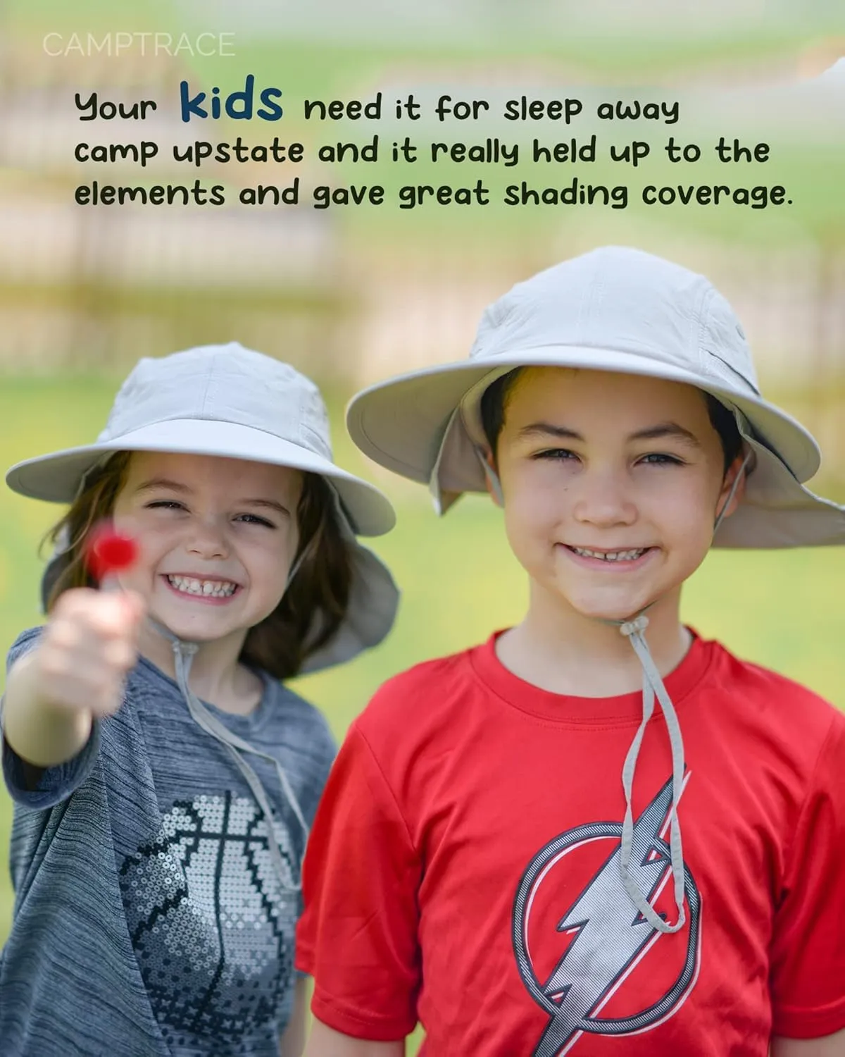 Camptrace Toddler Kids Sun Hats with Neck Flap UPF 50  UV Protection Wide Rigid Brim Boys Girls Beach Swim Sunhat