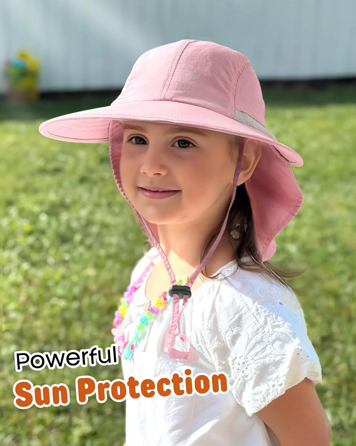 Camptrace Toddler Kids Sun Hats with Neck Flap UPF 50  UV Protection Wide Rigid Brim Boys Girls Beach Swim Sunhat