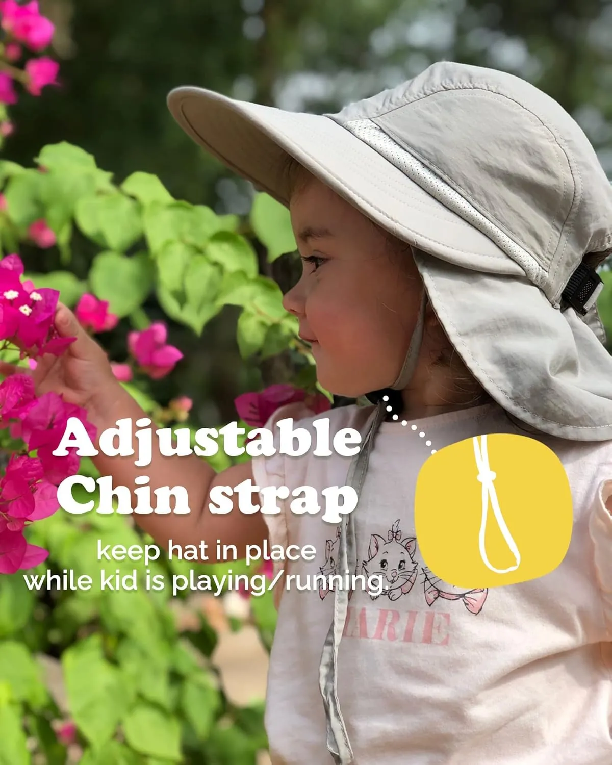 Camptrace Toddler Kids Sun Hats with Neck Flap UPF 50  UV Protection Wide Rigid Brim Boys Girls Beach Swim Sunhat