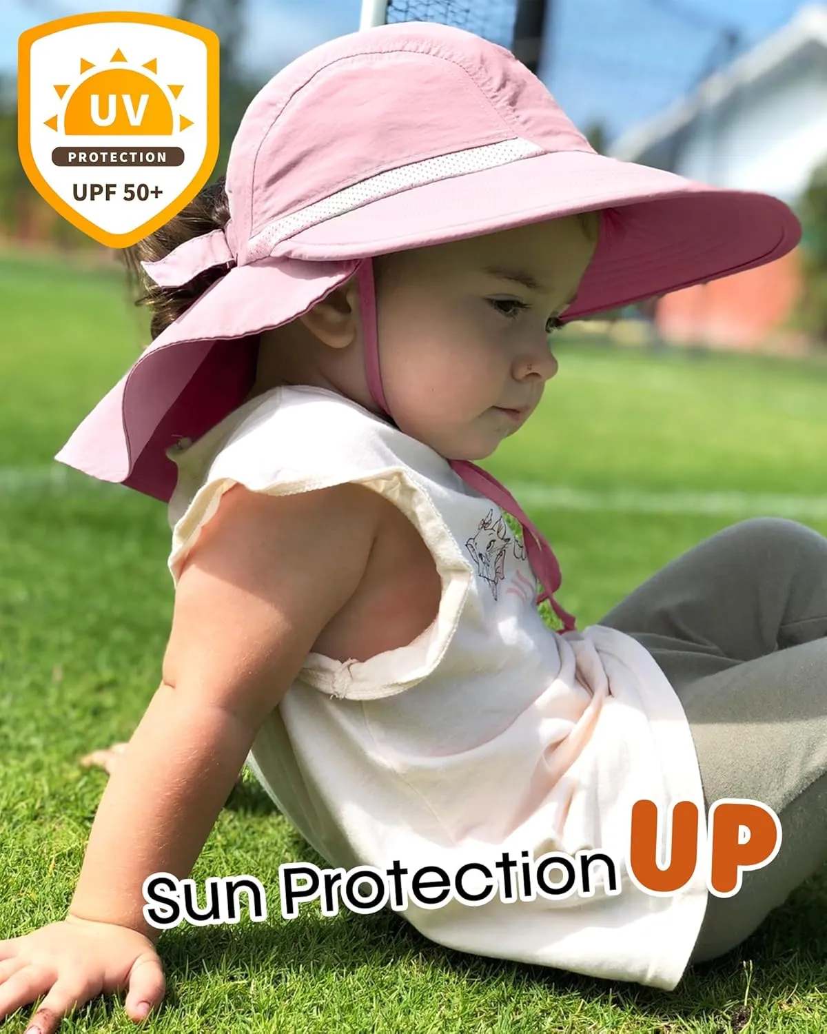 Camptrace Toddler Kids Sun Hats with Neck Flap UPF 50  UV Protection Wide Rigid Brim Boys Girls Beach Swim Sunhat