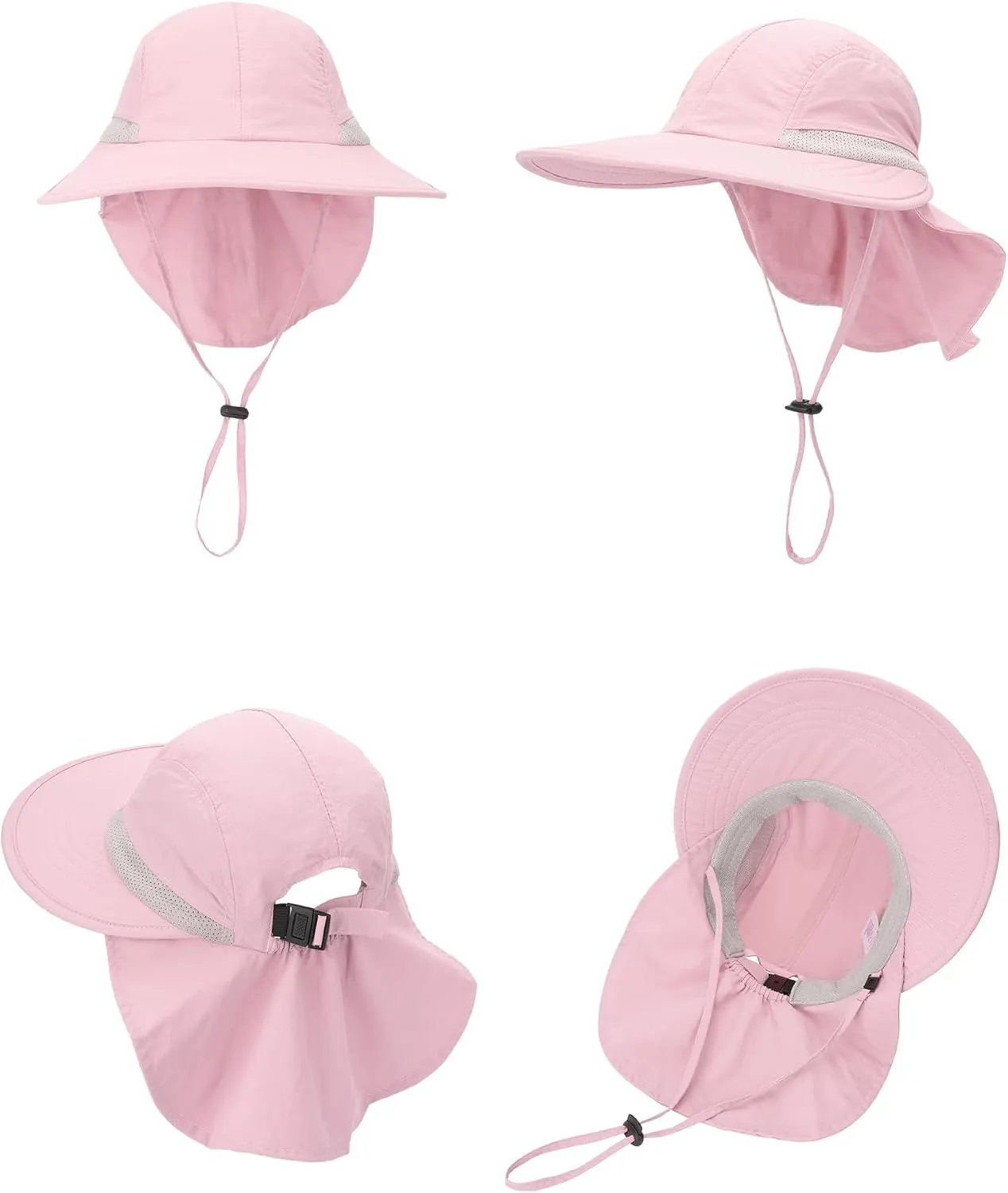 Camptrace Toddler Kids Sun Hats with Neck Flap UPF 50  UV Protection Wide Rigid Brim Boys Girls Beach Swim Sunhat