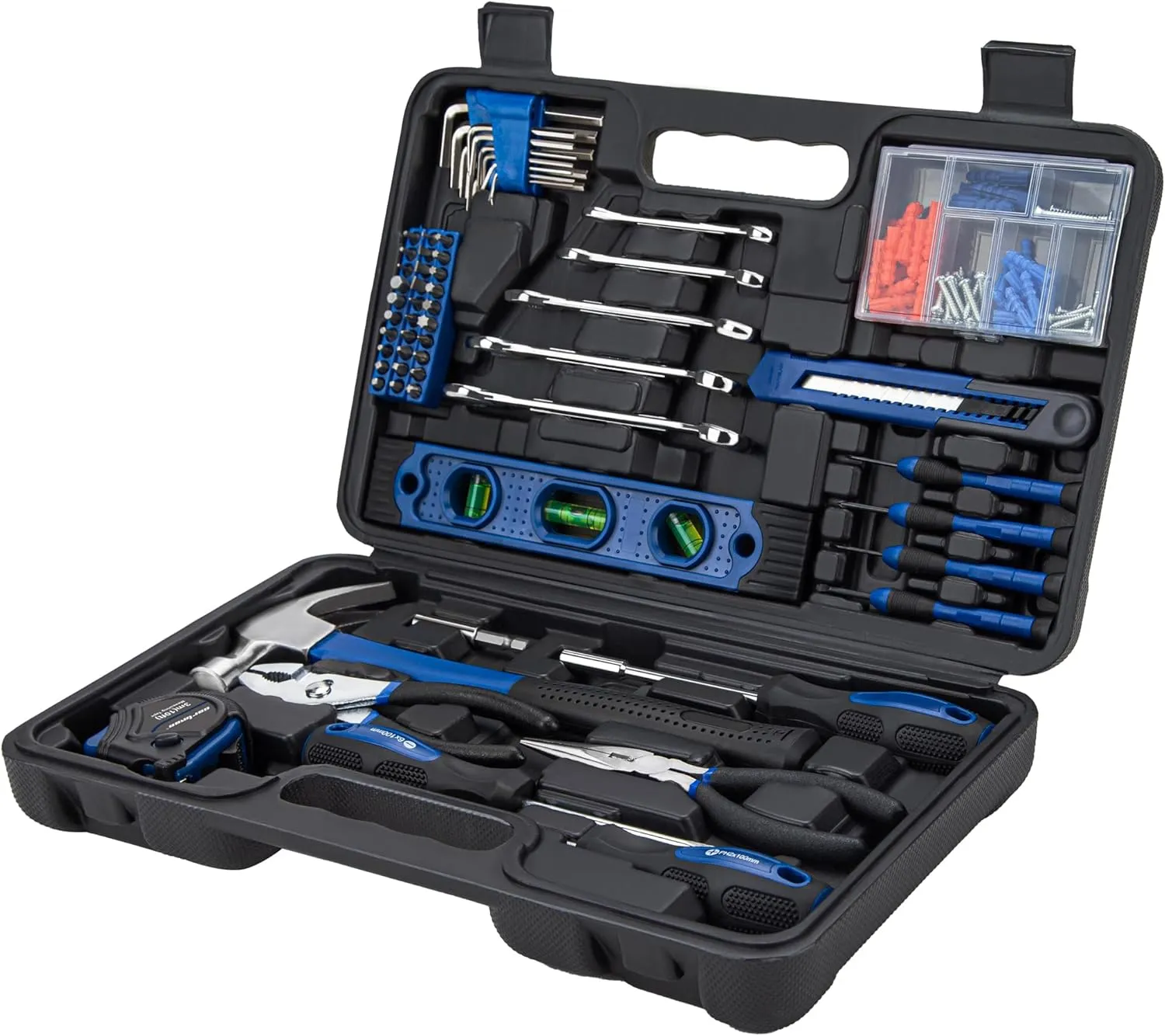 CARTMAN Tool Set General Hand Tool Kit with Plastic Toolbox Storage Case Automotive Wrench Sets Blue