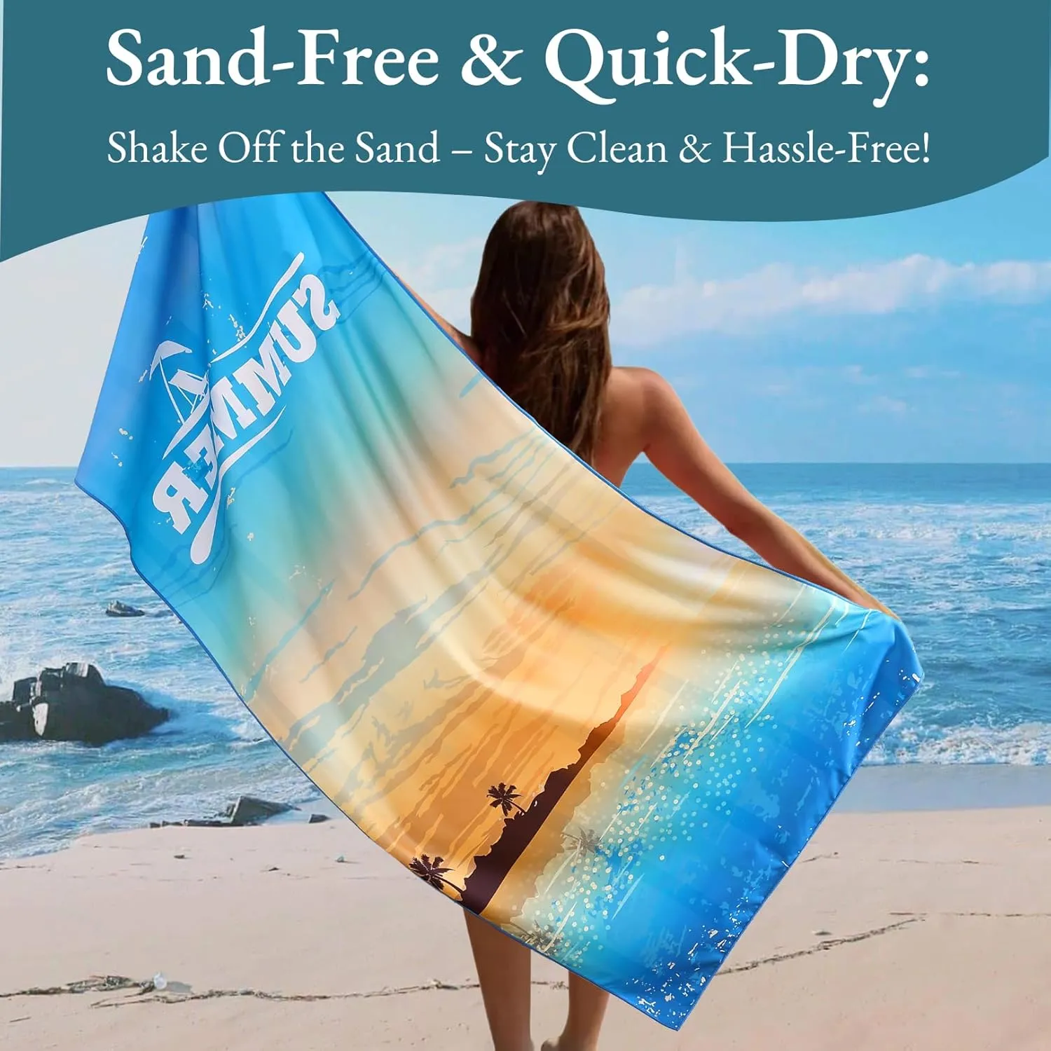 Casa Platino Beach Towels 6 Pack  Large 71"x32" Sand Free Microfiber Towel, Quick Dry and Lightweight, Double-Sided Printed Beach Towel for Women, Travel, Camping & Vacation  Henley