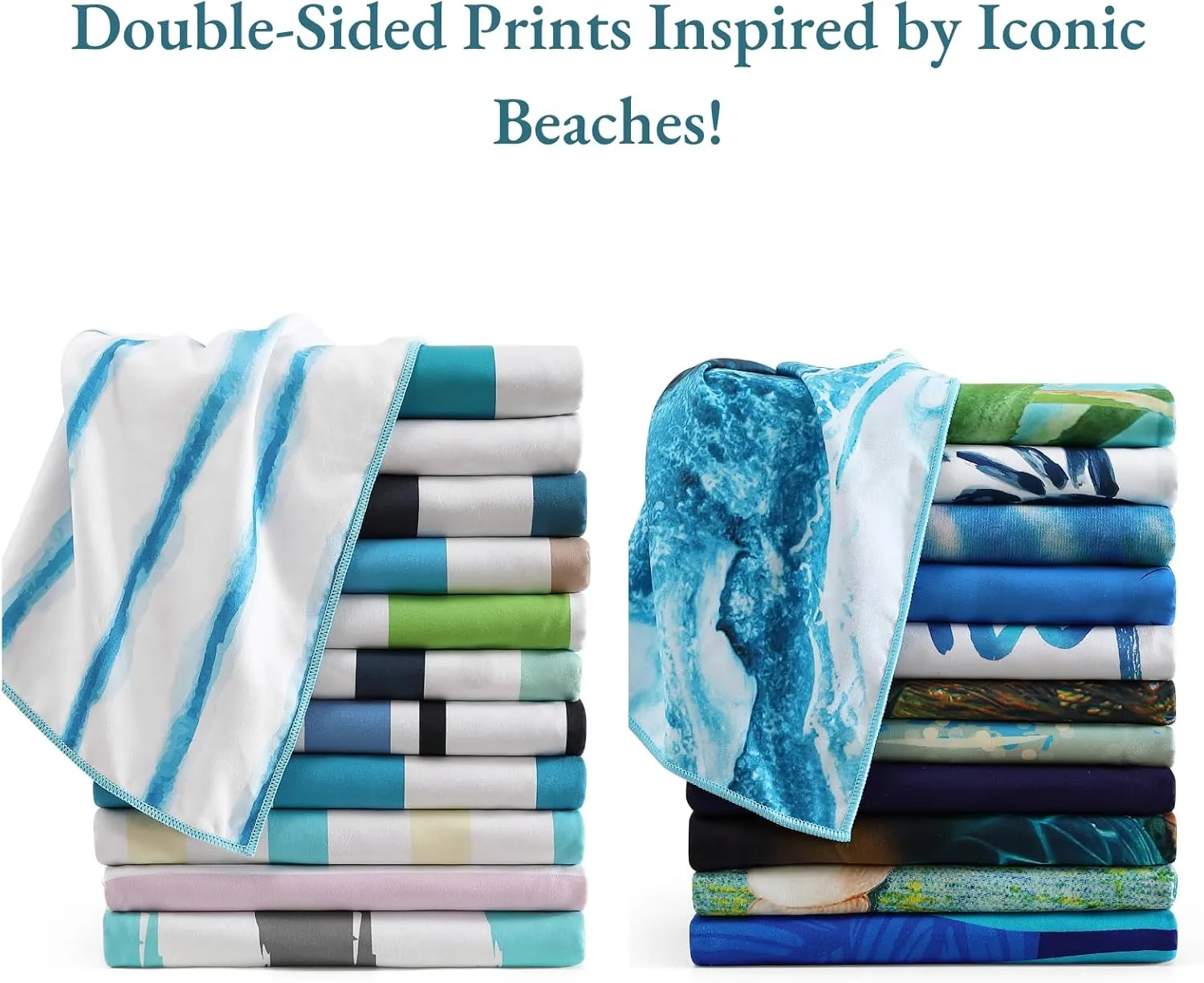 Casa Platino Beach Towels 6 Pack  Large 71"x32" Sand Free Microfiber Towel, Quick Dry and Lightweight, Double-Sided Printed Beach Towel for Women, Travel, Camping & Vacation  Henley