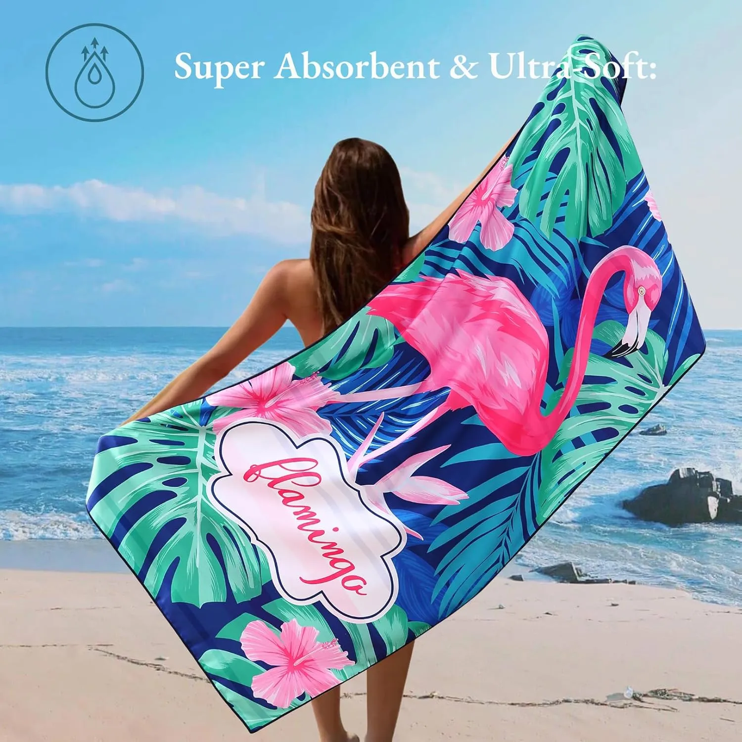 Casa Platino Beach Towels 6 Pack  Large 71"x32" Sand Free Microfiber Towel, Quick Dry and Lightweight, Double-Sided Printed Beach Towel for Women, Travel, Camping & Vacation  Henley