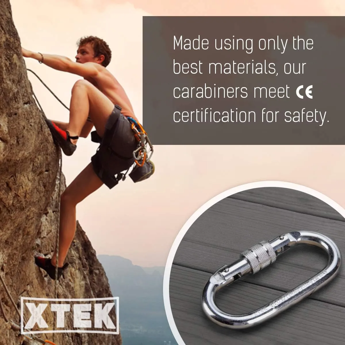 Climbing Carabiner  UIAA CE Rated 25kN/5620LB  Heavy Duty Twist Locking Carabiner Clip - Industrial Strength Large Steel Oval Carabiners - Rock Climbing Caribeener Clips for Rigging, Ropes