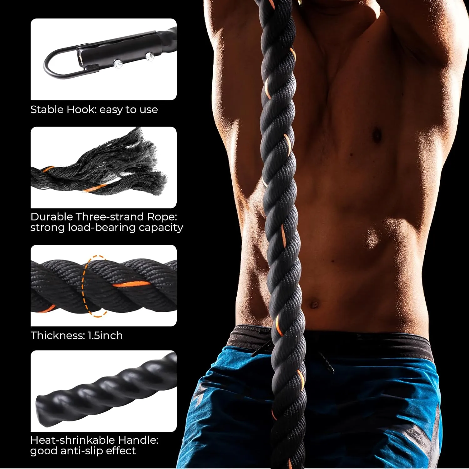 Climbing Rope Gym Climbing Rope for Fitness and Strength Training, Rock Climbing and Home Workouts Adult Climbing Rope Kids Outdoor Climbing Rope or Home Indoor Climbing Rope