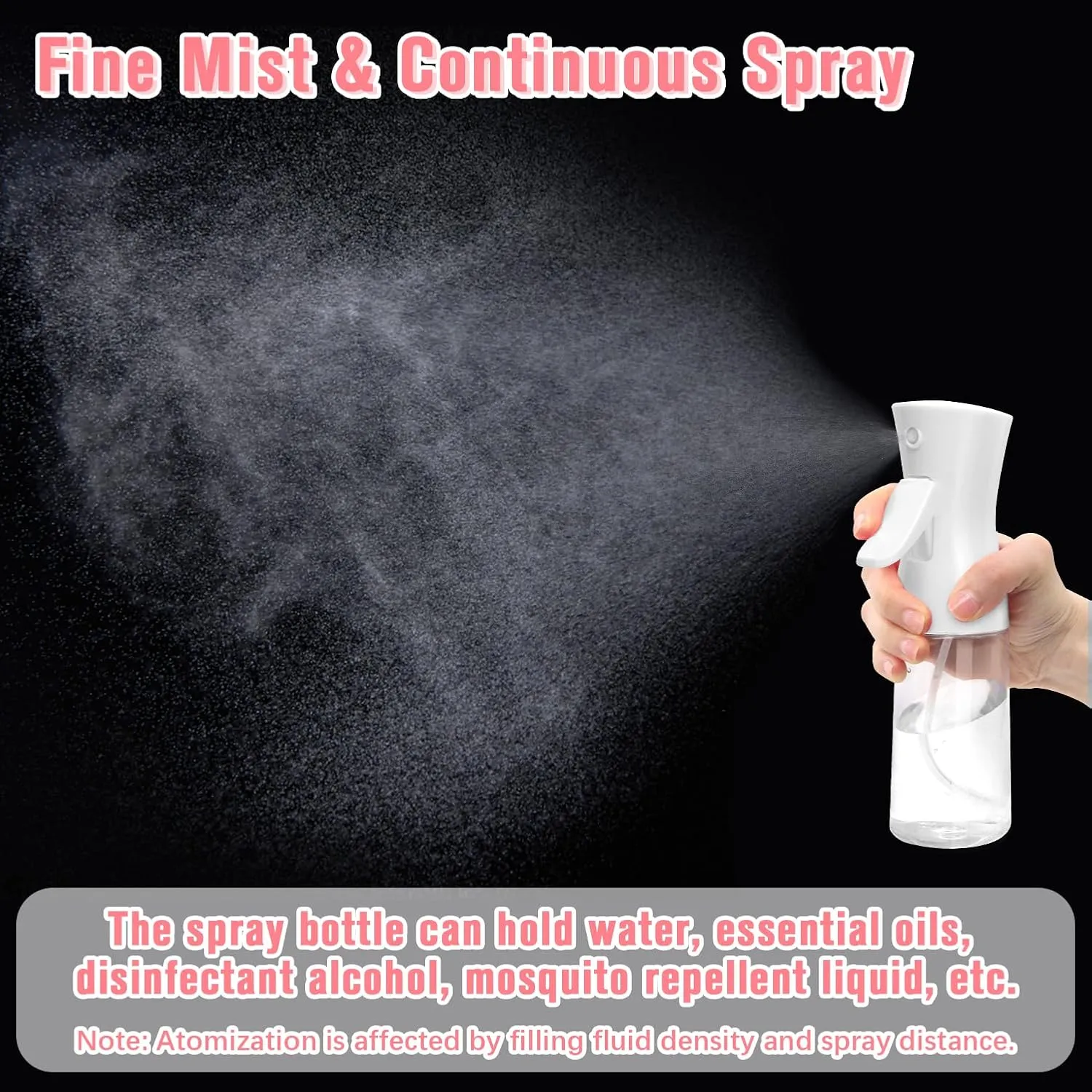 Continuous Spray Bottle,Hair Spray Bottle,Plants Water Spray Mist Bottle,Ultra-Fine Spray Bottle for Hair,Skincare, Plant Care, Pet Grooming, Cleaning(White)