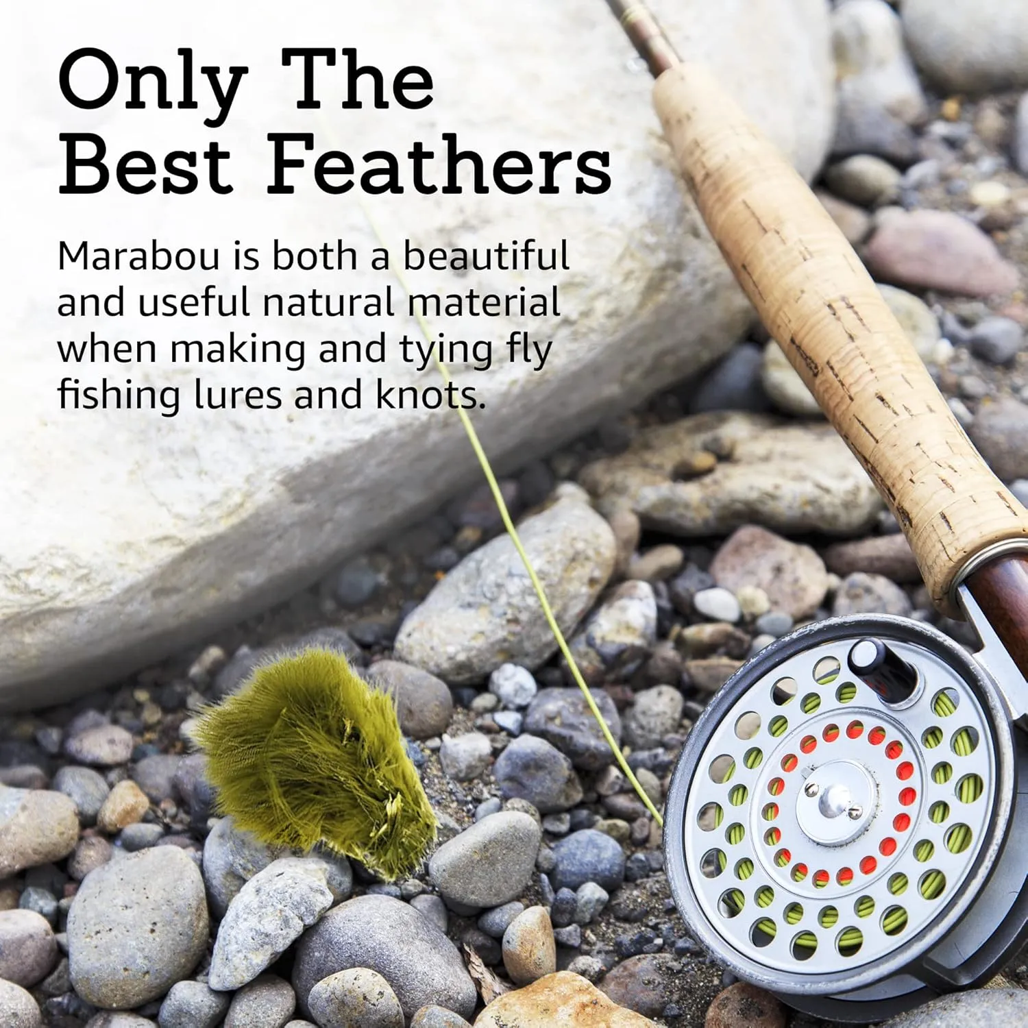 Creative Angler Strung Marabou Bird Feathers for Tying Fly Fishing Flies - Fly Tying Accessories - Perfect Choice for Tail & Wings and Easy to Tie On The Lure