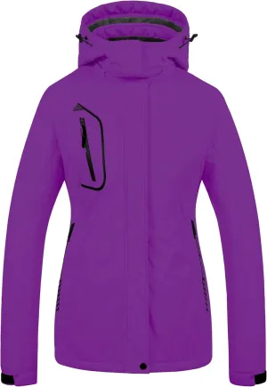 CREATMO US Women's Mountain Waterproof Ski Jacket Windproof Snowboarding Jacket Warm Winter Coat Raincoat