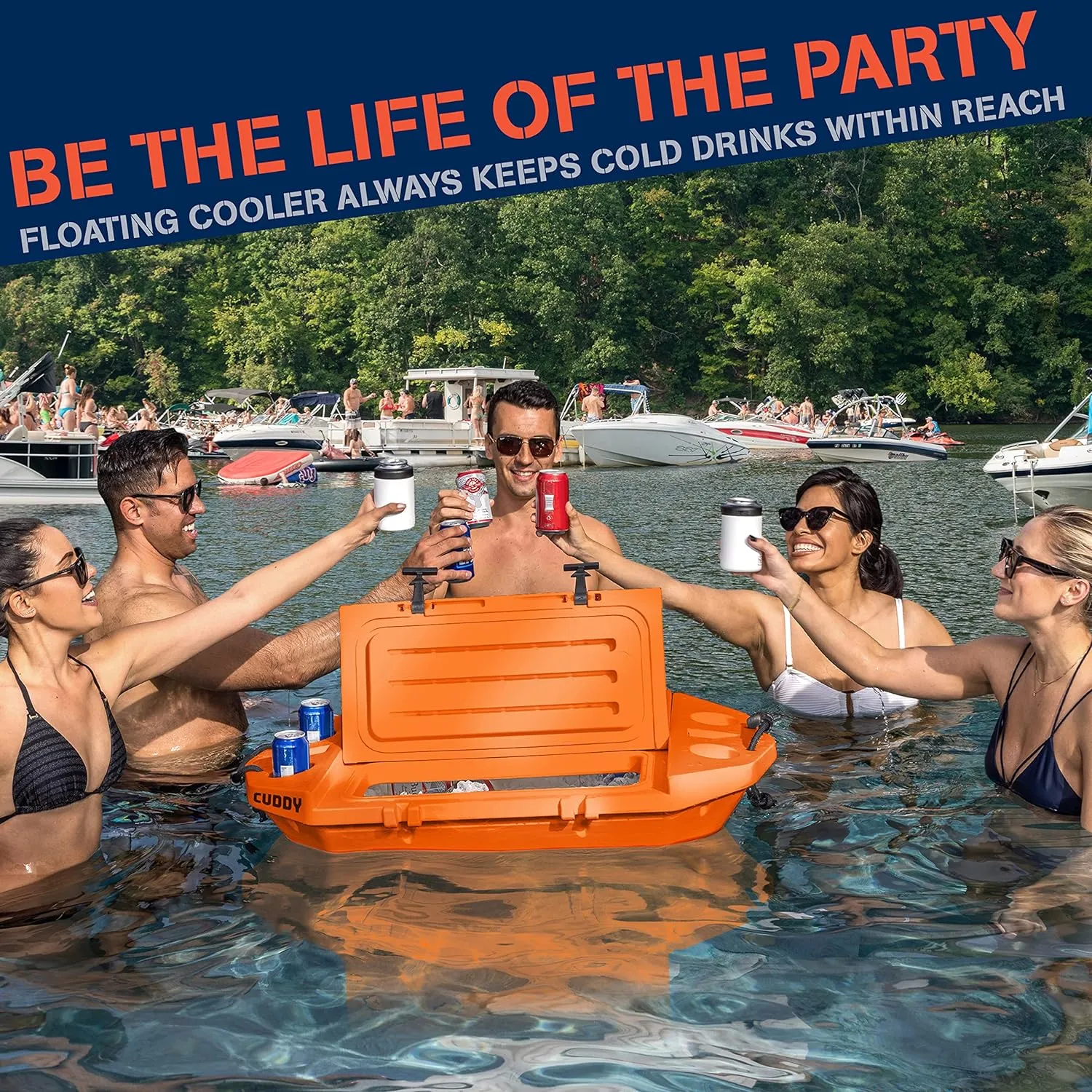 CUDDY Floating Cooler and Dry Storage Vessel for Land & Water  40QT Great for River, Beach, Kayak, Pool, & Lake - Multiple Color Options
