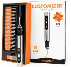 Customizer Resparked Engraving Pen (Formerly Culiau): Ultimate Cordless Portable Tool for Artists & DIYers - Engrave 50  Surfaces - Beginner Friendly - Rechargeable - Free 30 Bits & Mastery Guide