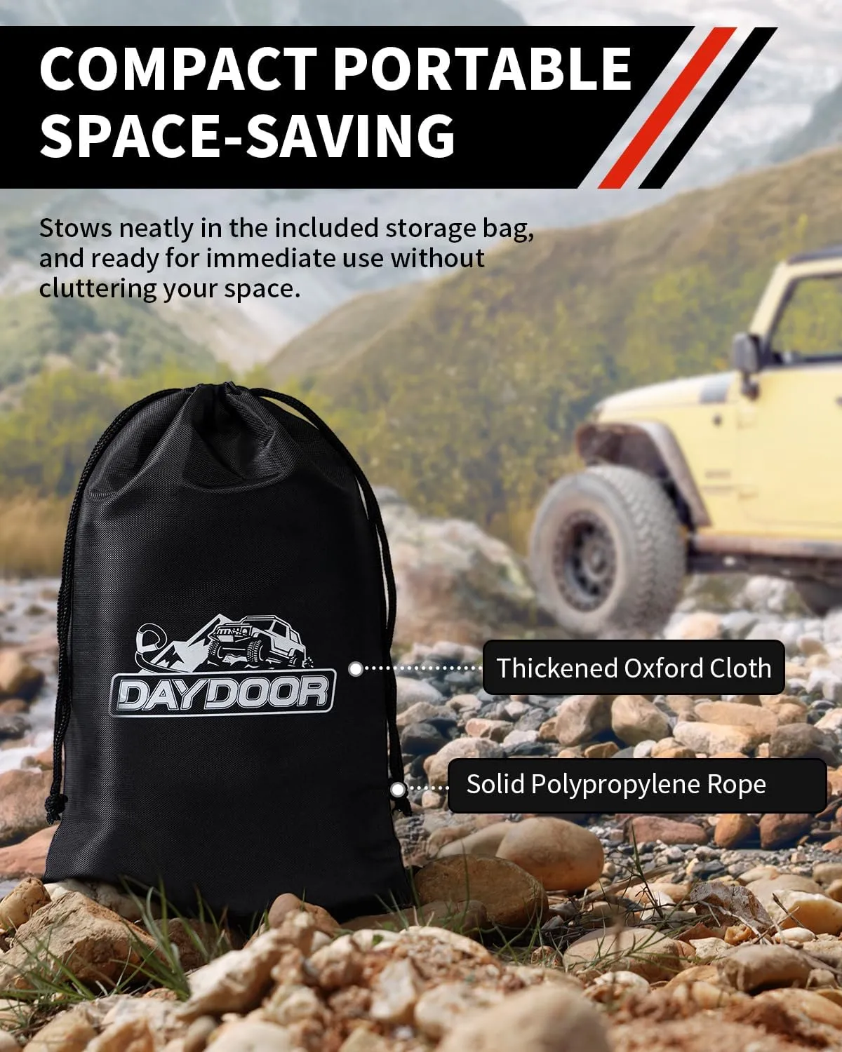 DAYDOOR Synthetic Soft Shackle & Winch Recovery Ring Kit, 2 PCS 1/2'' x 22'' Recovery Soft Shackle(56,000Lbs Breaking Strength), 1 PCS Snatch Recovery Ring for ATV UTV Off-Road Vehicles(Gray Ring)