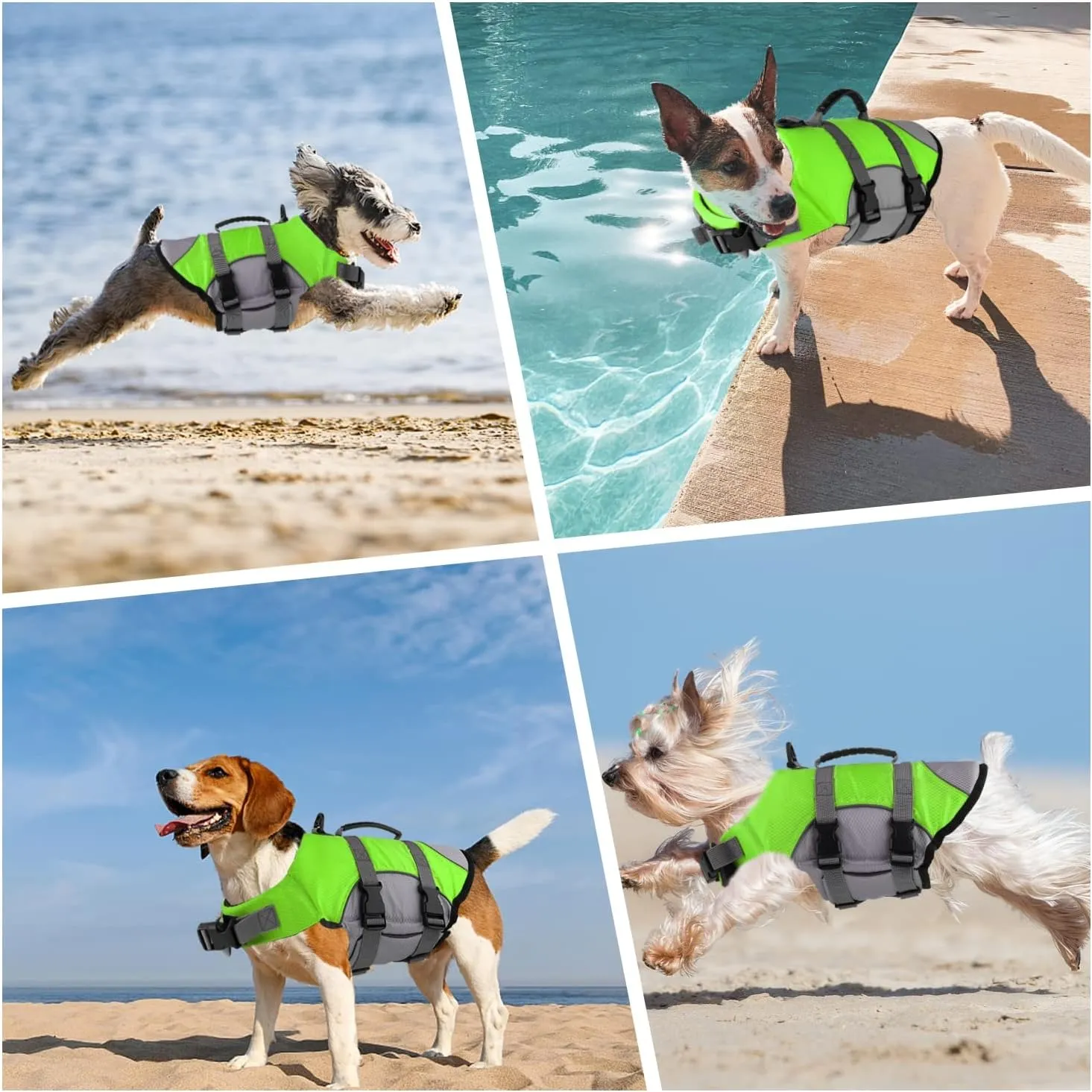 Dog Life Jacket, Reflective Adjustable Dog Life Vest with Rescue Handle for Swimming and Boating, Ripstop Pet Safety Life Preserver for Small, Medium and Large Dogs