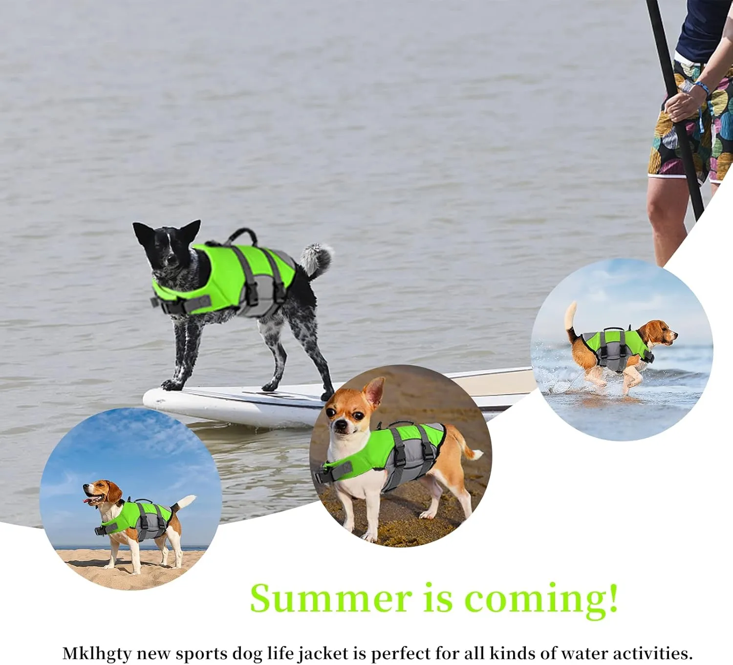 Dog Life Jacket, Reflective Adjustable Dog Life Vest with Rescue Handle for Swimming and Boating, Ripstop Pet Safety Life Preserver for Small, Medium and Large Dogs